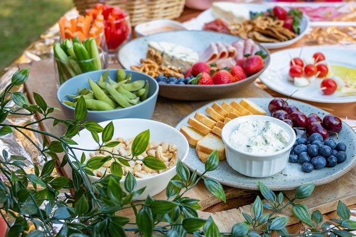 Outdoor Table with healthy finger food