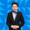 Timothee Chalamet on a blue background